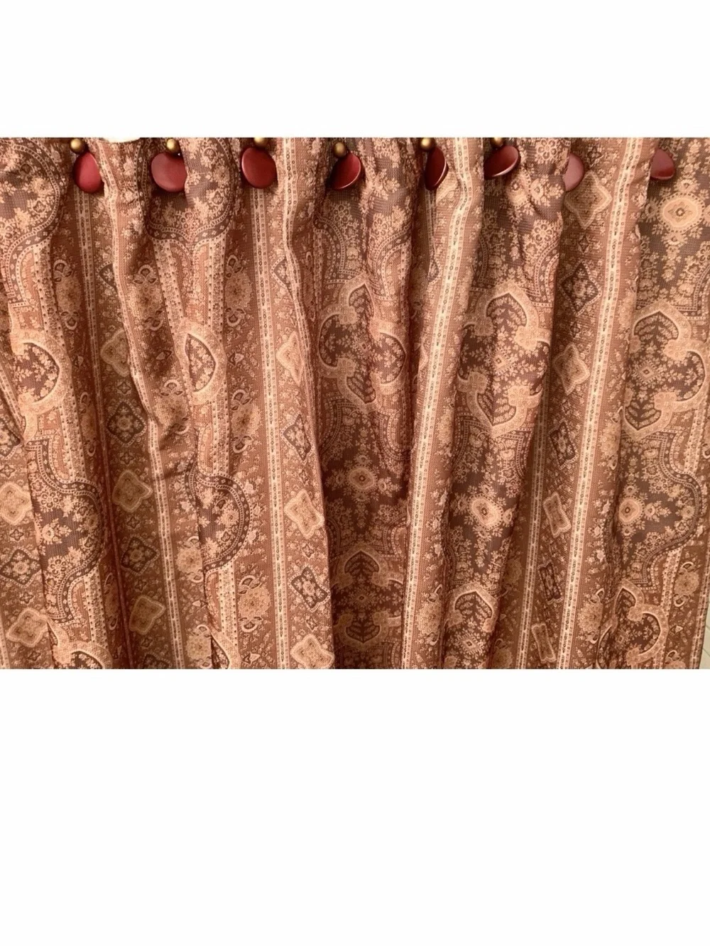 Vintage Elegant Paisley Shower Curtain in Copper Brown - 64” W x 70” L